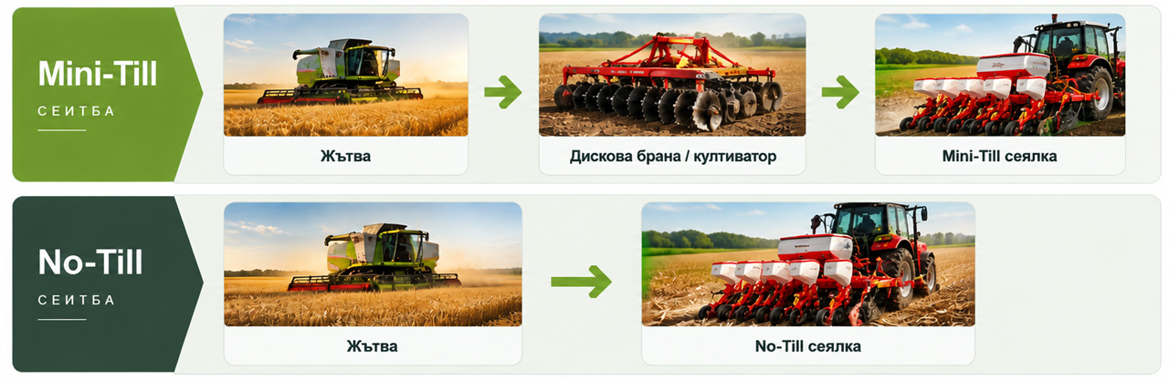 Сравнение между Mini-Till и No-Till технологията